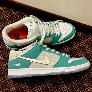 Nike SB Dunks Low April Skateboards TEAL shoes.